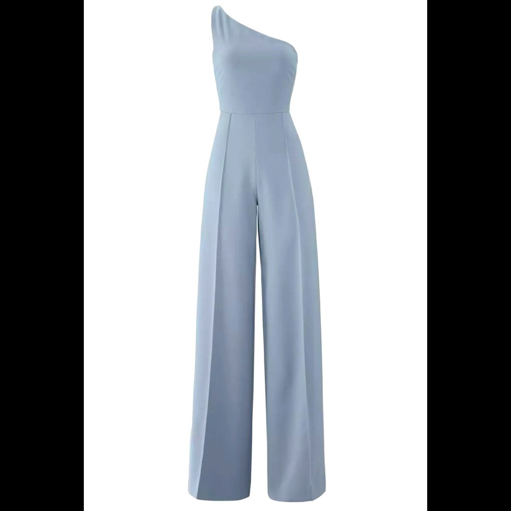 Christian Siriano One Shoulder Blue Jumpsuit 10